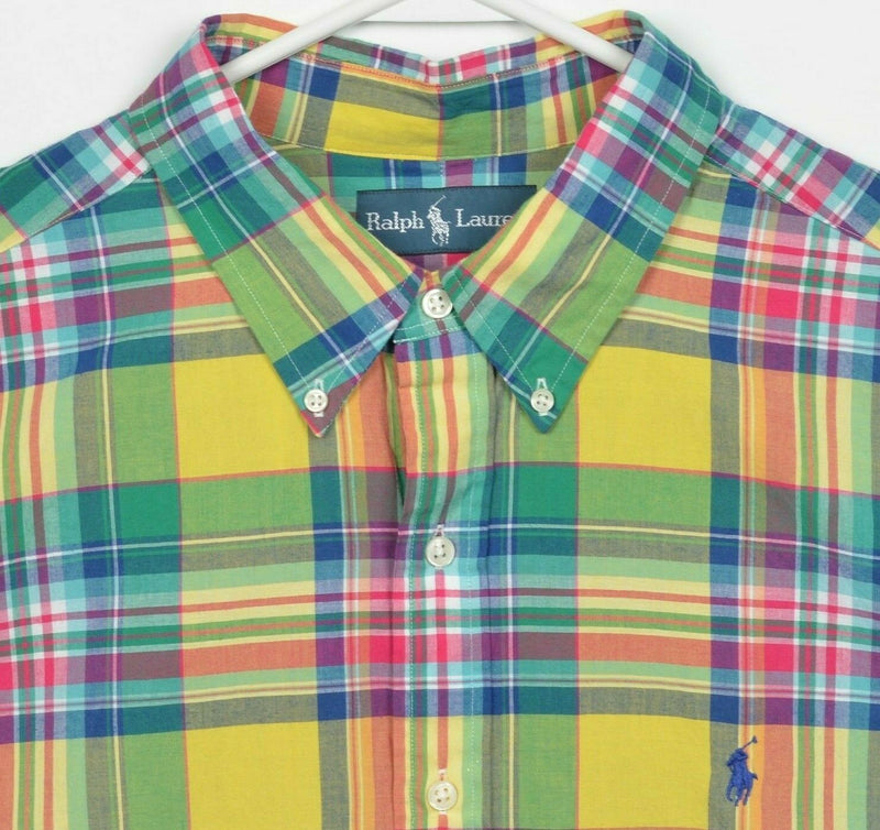 Polo Ralph Lauren Men's 2XL Indian Madras Colorful Pony Button-Down Shirt