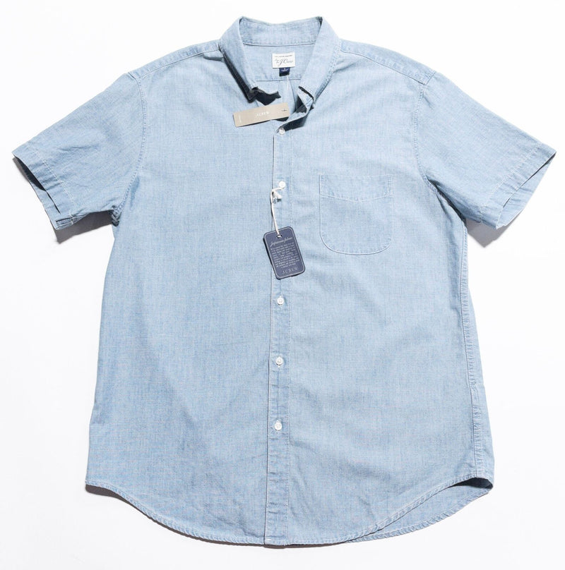 J. Crew Chambray Shirt Men's Large Button-Down Solid Blue Japanese Fabric