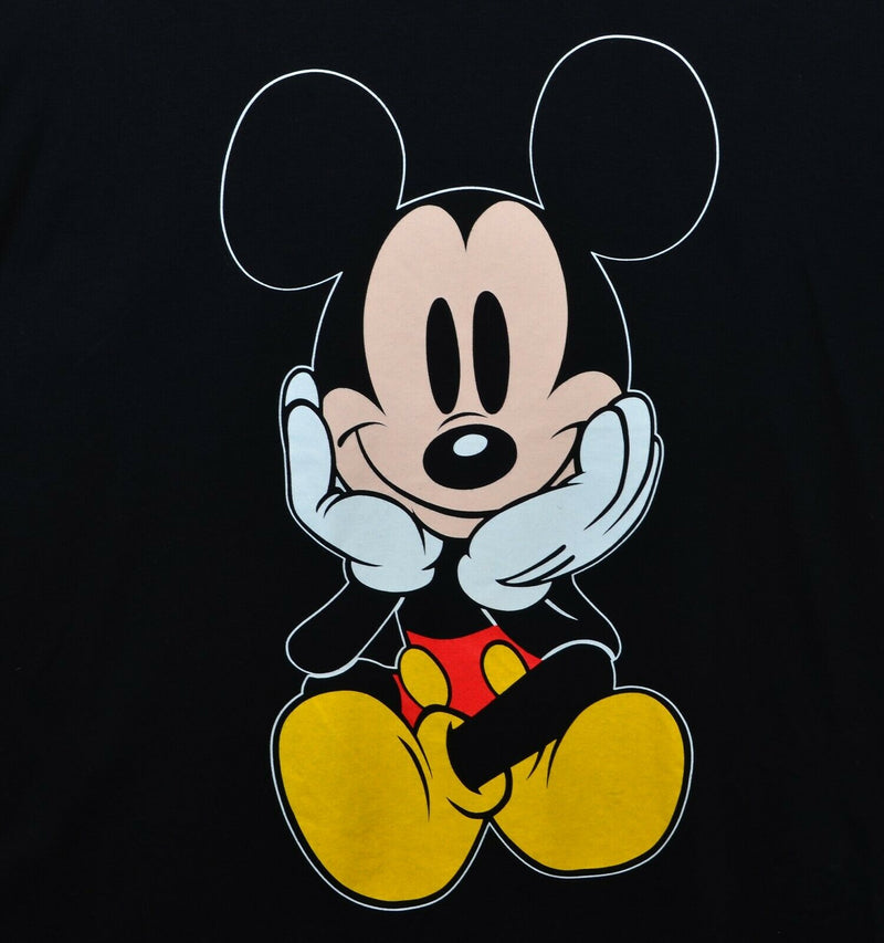 Vtg 90s Disney Adult Super Size (2XL+) Mickey Mouse Black Graphic T-Shirt