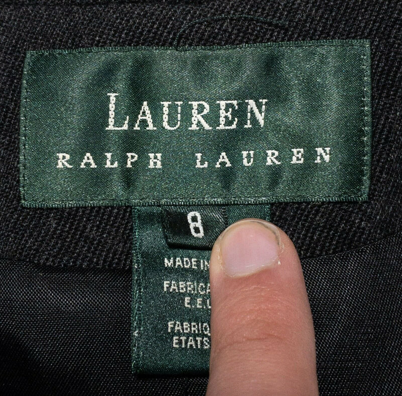 Lauren Ralph Lauren Wool Blazer Women's 8 Dark Gray 2-Button Made in USA