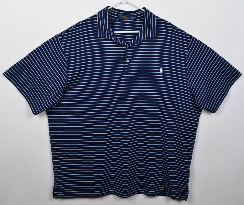 Polo Ralph Lauren Men's 2XLT (2XL Tall) Navy Blue Striped Polo Shirt