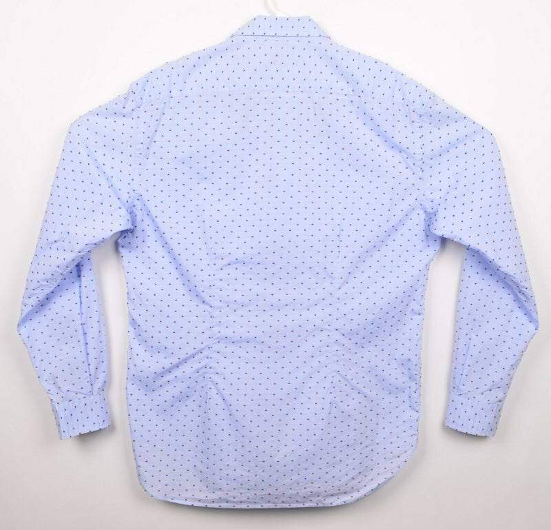 Culturata Men's Sz 17.5 XL Tailored Fit Blue Polka Dot Made in Italy Dress Shirt