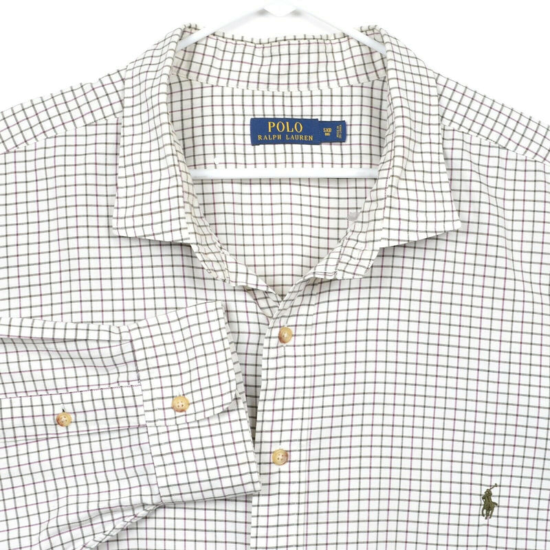 Polo Ralph Lauren Men's Sz 5XB Cream White Plaid Check Button-Down Shirt