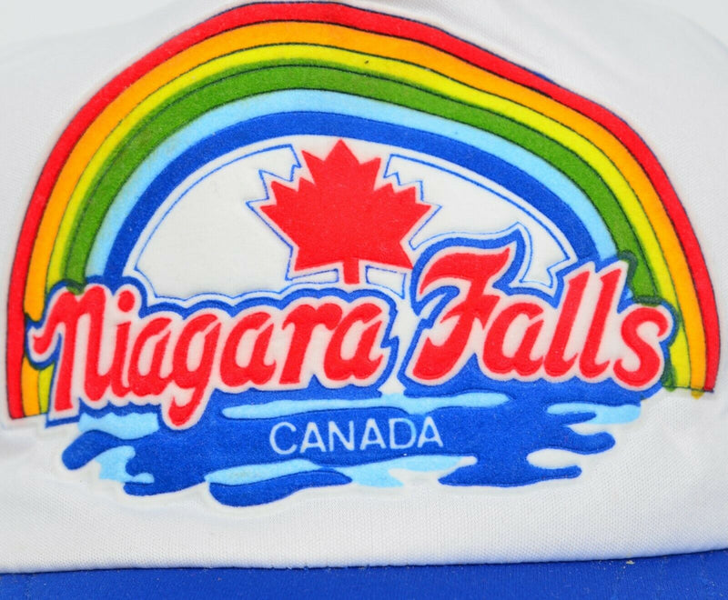 Vtg Niagara Falls Canada One Size Rainbow Canada Blue Snapback Mesh Trucker Hat