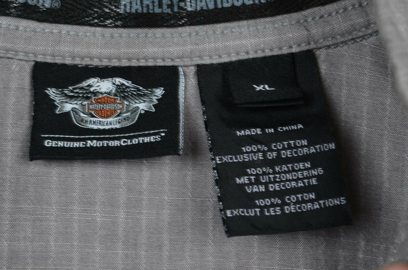 Harley-Davidson Men's Sz XL Skull Winged Logo Gray Garage Mechanic L/S Shirt