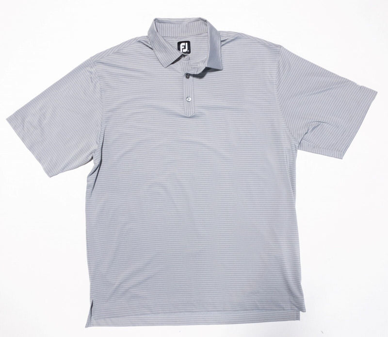 FootJoy XL Golf Shirt Men's Polo Gray Striped Performance Wicking Short Sleeve