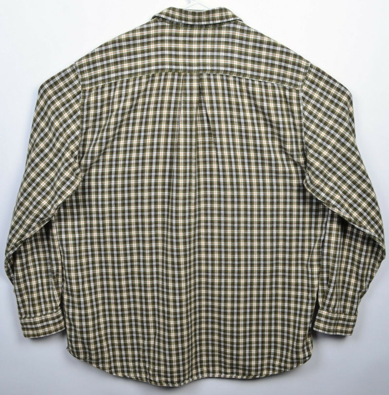 L.L. Bean Men's XLT (XL Tall) Flannel Green Plaid Long Sleeve Button-Front Shirt