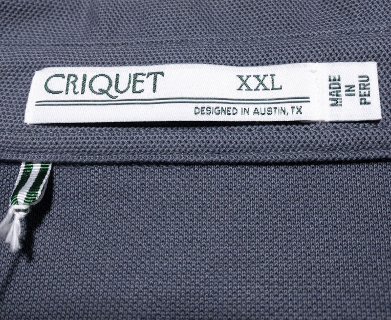 Criquet Long Sleeve Polo Men's 2XL Solid Gray Collared Pocket Golf Casual