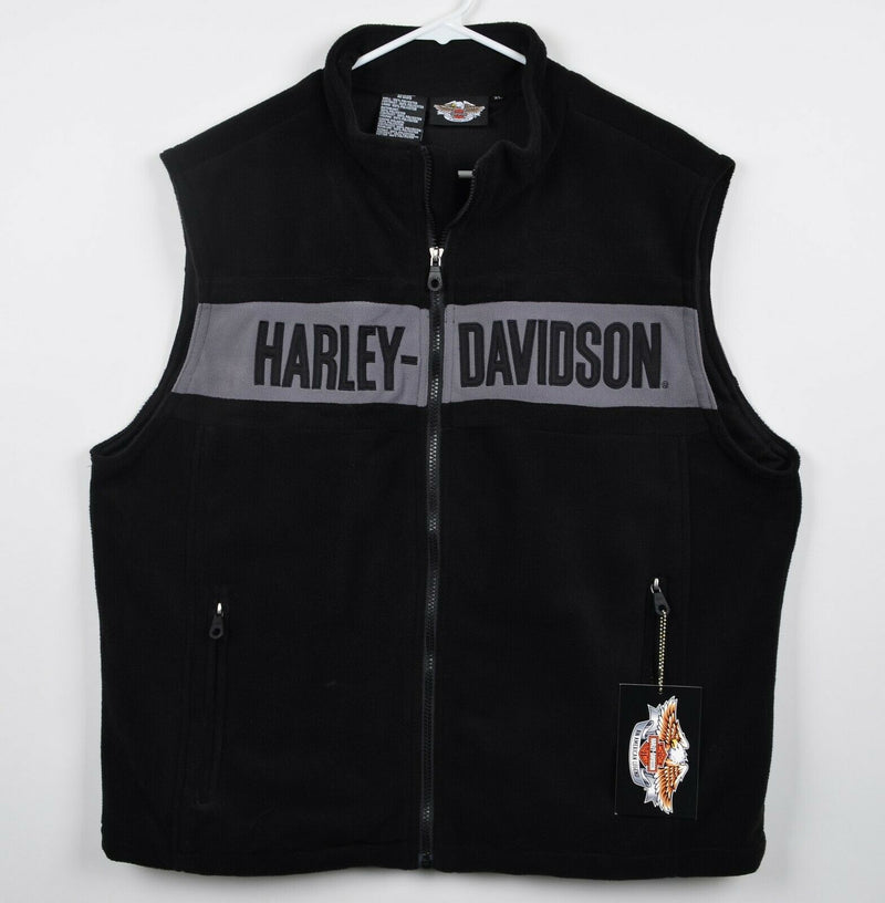 Harley-Davidson Men’s XL Logo Shield Black Gray Full Zip Mesh Lined Fleece Vest