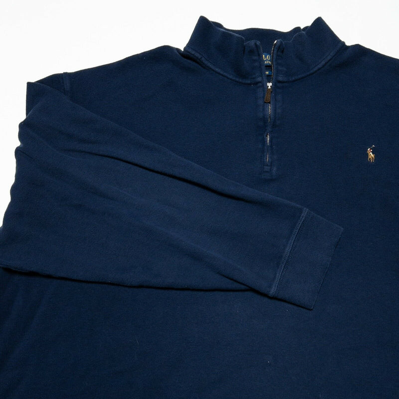 Polo Ralph Lauren Estate Rib 1/4 Zip Sweatshirt Navy Blue Men's 5XB (5XL Big)