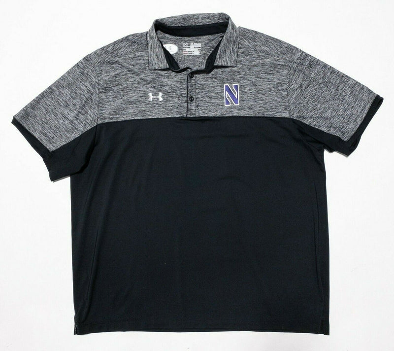 Northwestern Under armour 2XL Men Team Issue Football Heat Gear Polo Shirt Gray