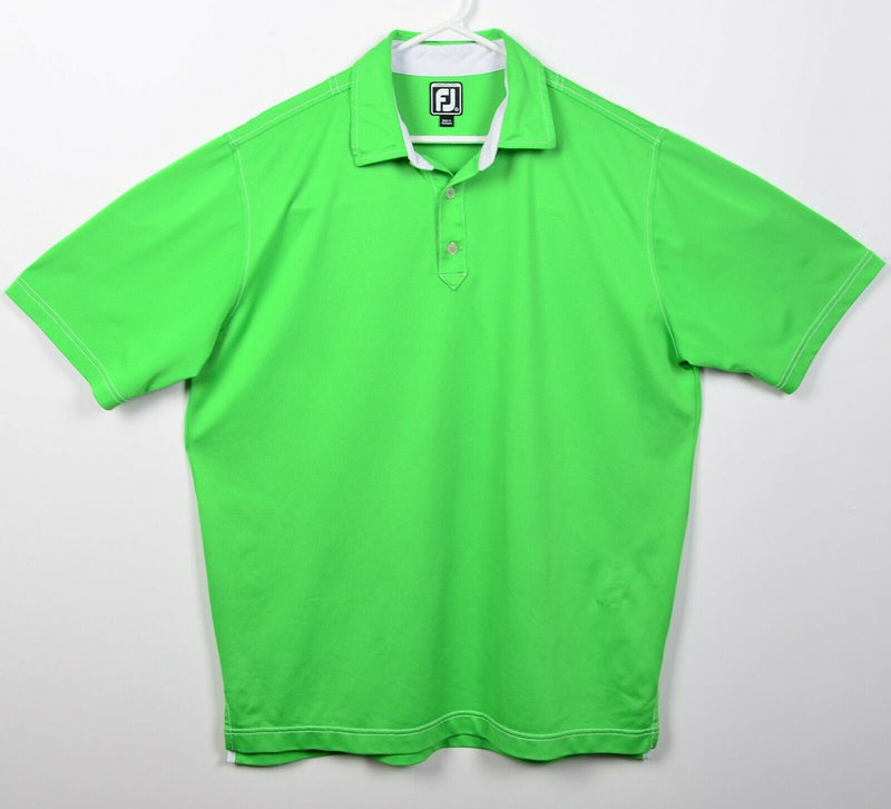 FootJoy Men's XL Athletic Fit Solid Green FJ Golf Wicking Performance Polo Shirt