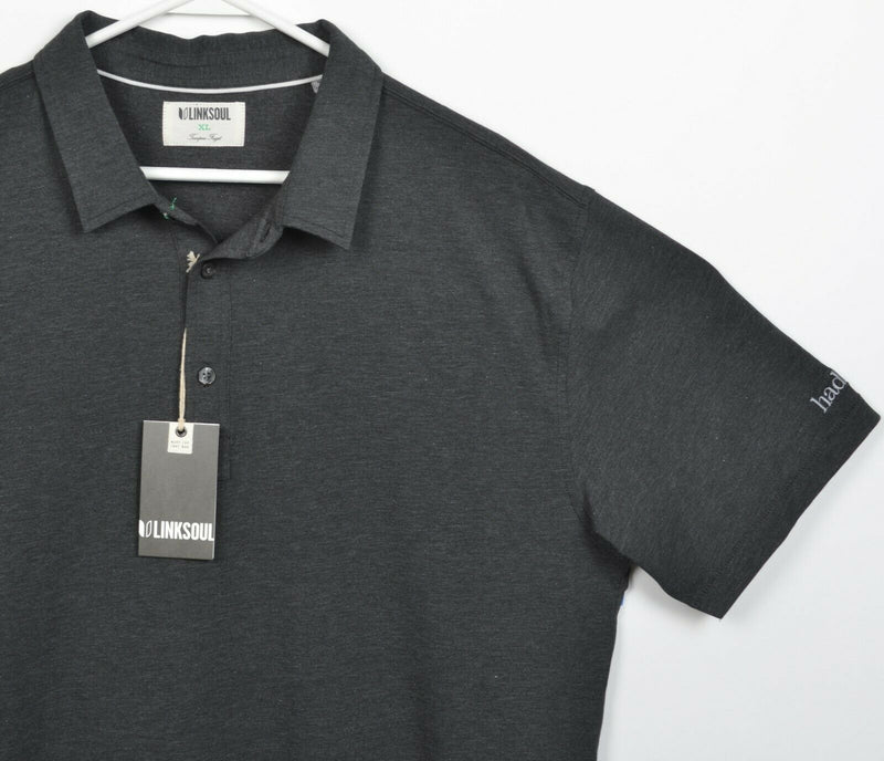 Linksoul Men's XL Dark Gray Cotton Polyester Lycra Blend Golf Polo Shirt