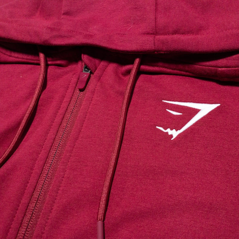 Gymshark Hoodie Men's Large Full Zip Sweatshirt Wicking Stretch Red Athletic