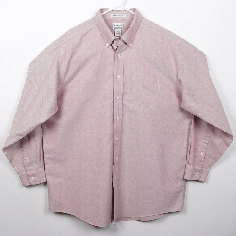 L.L. Bean Men's 17.5-36 Wrinkle Resistant Red/Pink Oxford Button-Down Shirt