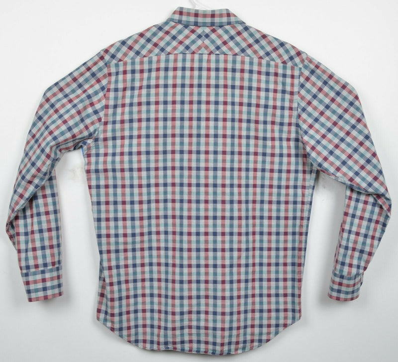Billy Reid Men's Large Standard Cut Gray Blue Red Check Button-Front Shirt