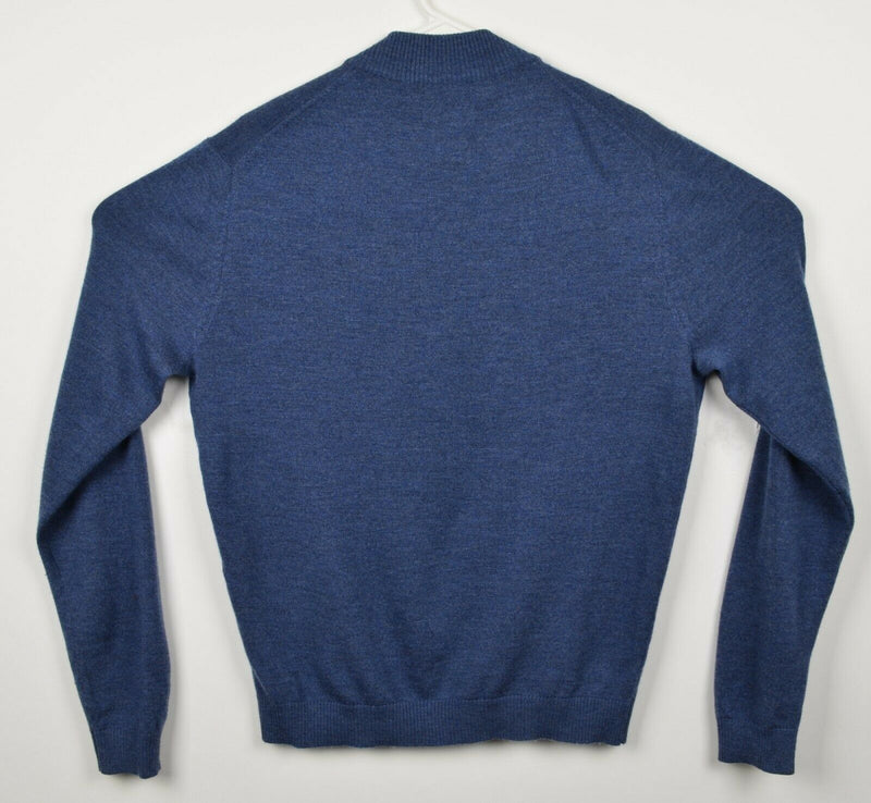 Johnnie-O Men's Medium 100% Merino Wool Blue Preppy 1/4 Zip Pullover Sweater