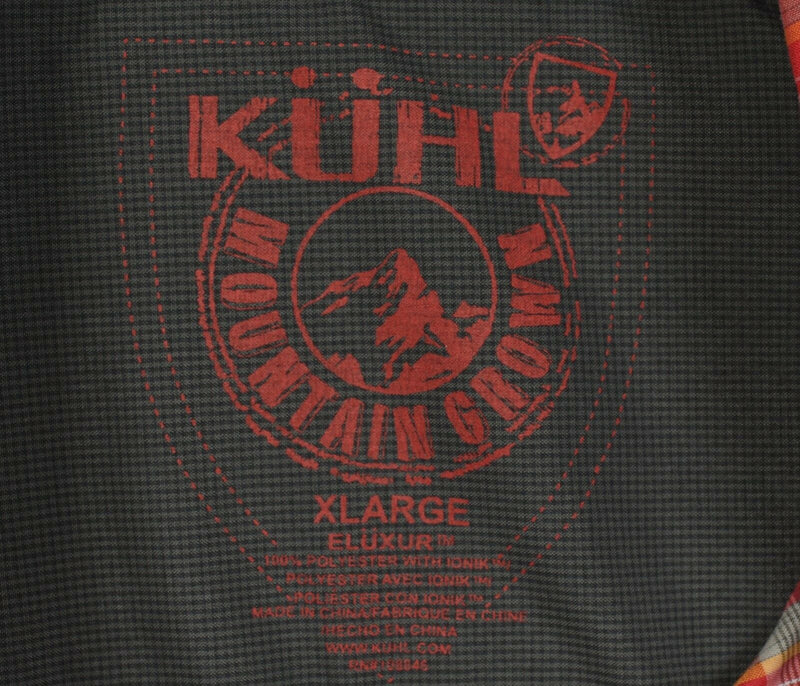 Kuhl Eluxur Men's XL Red Plaid Hiking Travel Polyester Ionik Button-Front Shirt
