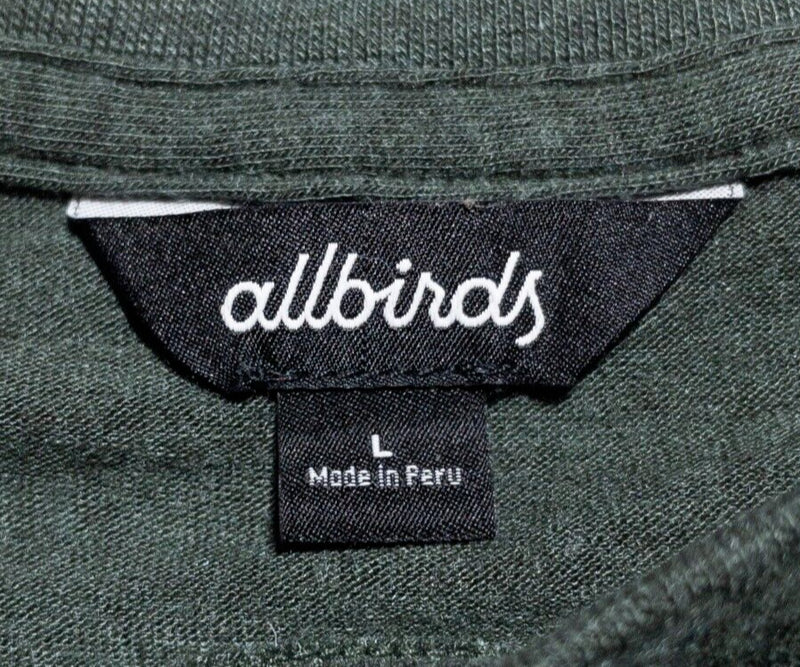 Allbirds Long Sleeve T-Shirt Men's Large Merino Wool Blend Knit Crewneck Green