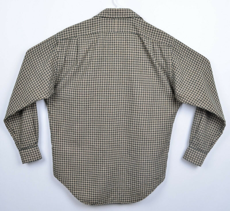 Vtg 90s Polo Ralph Lauren Men's Sz Small G.I. Shirt Wool Blend Brown Plaid Shirt