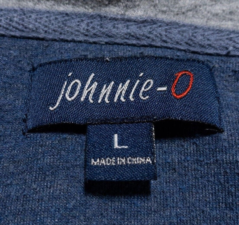 johnnie-O Hoodie Men's Large Pullover Surfer Logo Blue Preppy Sweatshirt