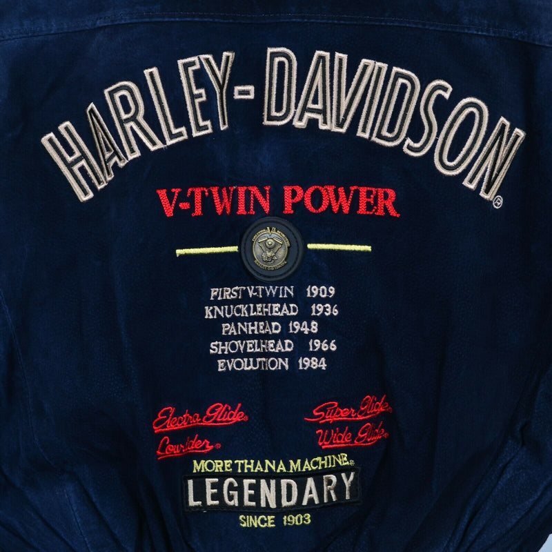Vintage 90s Harley-Davidson Men's XS V-Twin Power Suede Leather Bomber Jacket