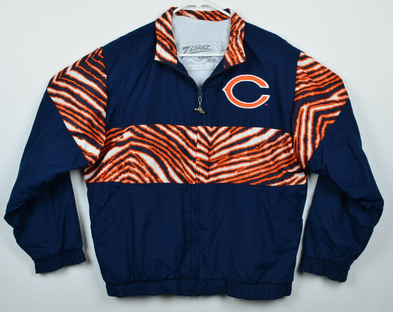 Vtg 90s Chicago Bears Men's Sz Large Zubaz Chalk Line Tiger Windbreaker Jacket