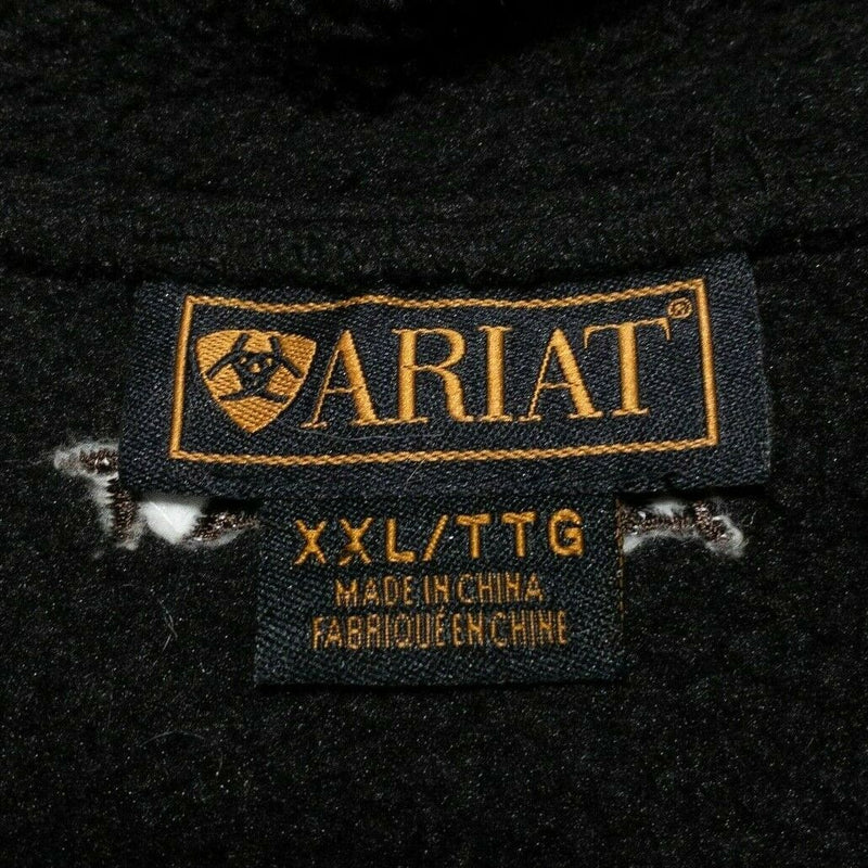 Ariat Fleece Solid Black Full Zip Jacket Polyester Rodeo Work Logo Men's 2XL