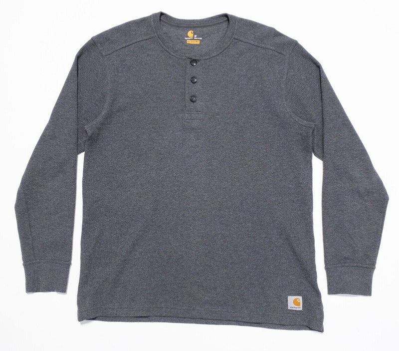 Carhartt Henley Medium Relaxed Fit Men's Long Sleeve T-Shirt Textured Knit Gray