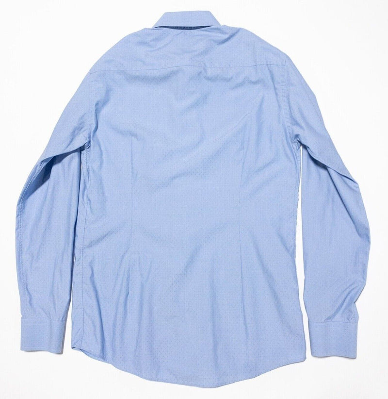 Eton Shirt 40 Slim 15 3/4 Men's Light Blue Polka Dot Spread Collar Dress Shirt