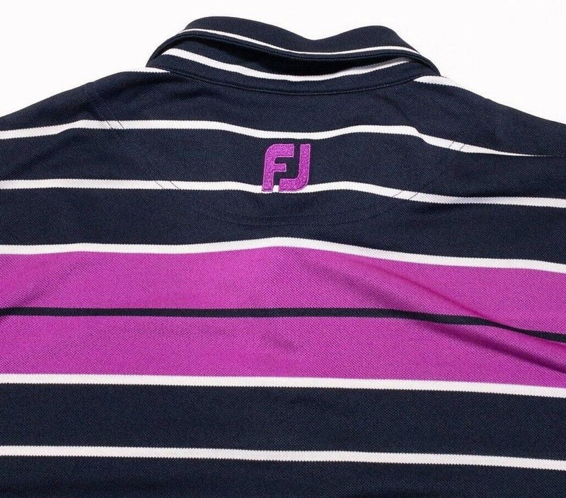 FootJoy Golf Polo Medium Men's Wicking Navy Blue Purple Performance Stretch