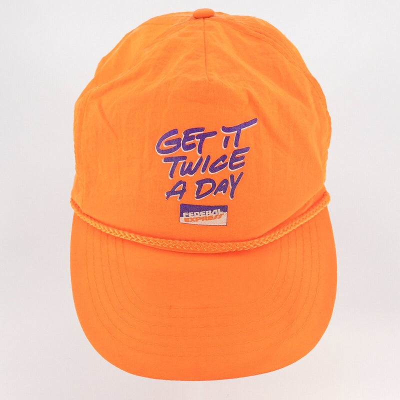 Vintage FedEx Hat Snapback Trucker Rope Neon Orange Get It Twice a Day Federal