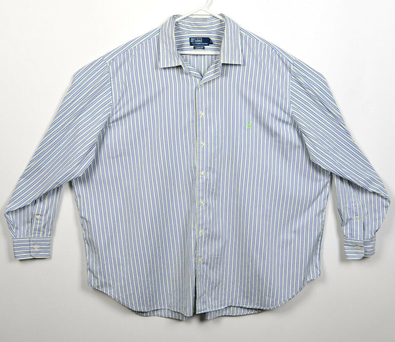 Polo Ralph Lauren Men's 3XB Classic Fit Green Blue Striped Button-Front Shirt