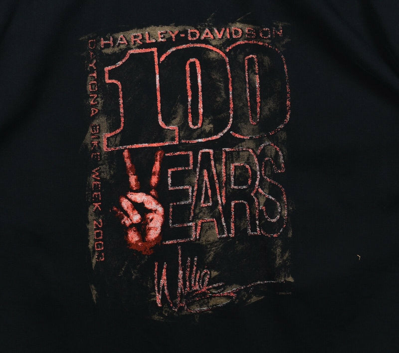 Harley-Davidson Men's XL 100th Anniversary Staff Black Mechanic Biker Shirt