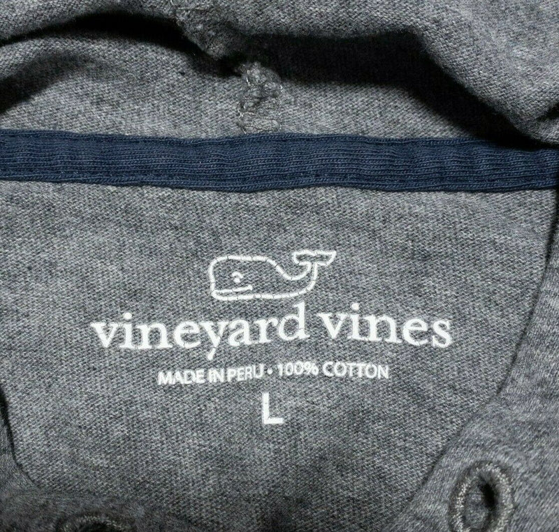 Vineyard Vines Long-Sleeve Whale Hoodie Pocket T-Shirt Gray Preppy Men's Large