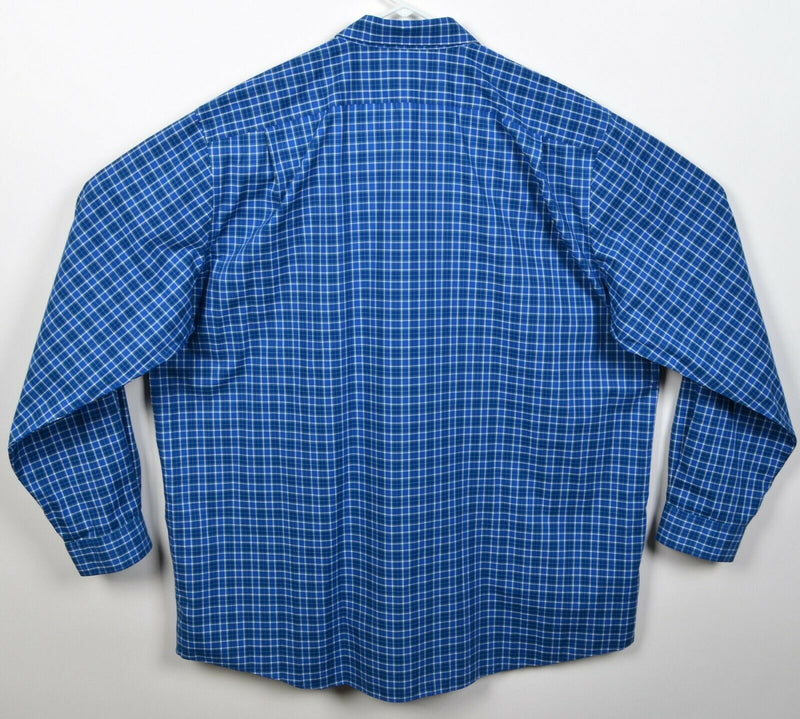 L.L Bean Men's 2XLT Tall Wrinkle Free Blue Plaid Long Sleeve Button-Down Shirt