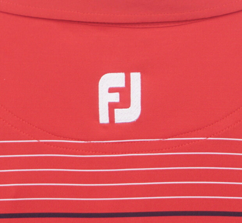 FootJoy Men's Large Athletic Fit Red Striped Wicking FJ Golf Polo Shirt