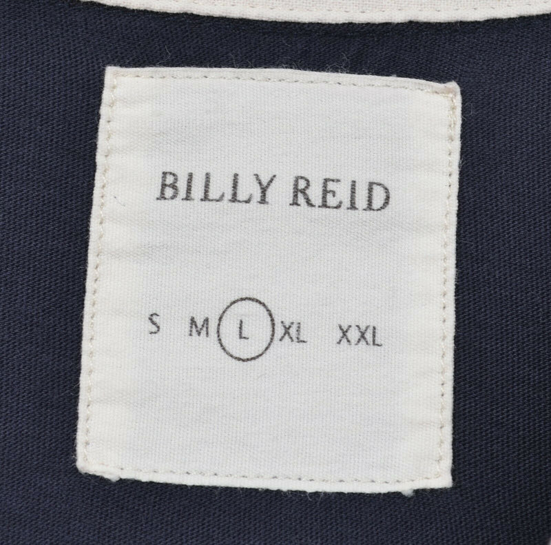 Billy Reid Men's Sz Large Dark Navy Blue Stitch Accent Pocket Polo Shirt