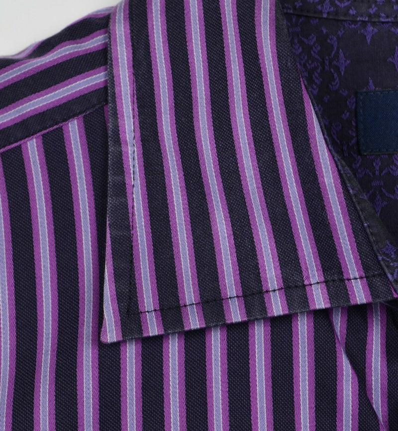 Ted Baker London Archive Men's 15.5 French Cuff Purple Striped Dress Shirt