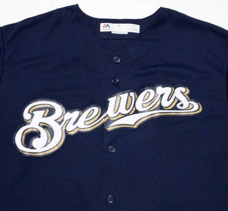 Milwaukee Brewers Jersey XL Mens Ryan Braun Majestic CoolBase Baseball Blue Gold
