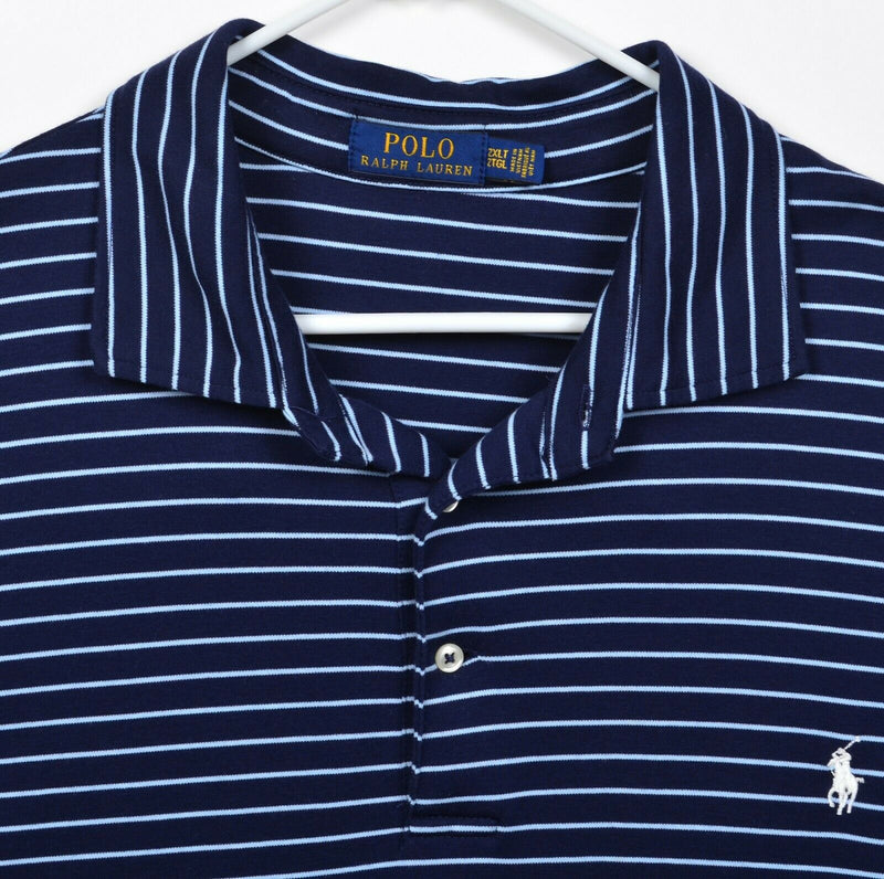 Polo Ralph Lauren Men's 2XLT (2XL Tall) Navy Blue Striped Polo Shirt