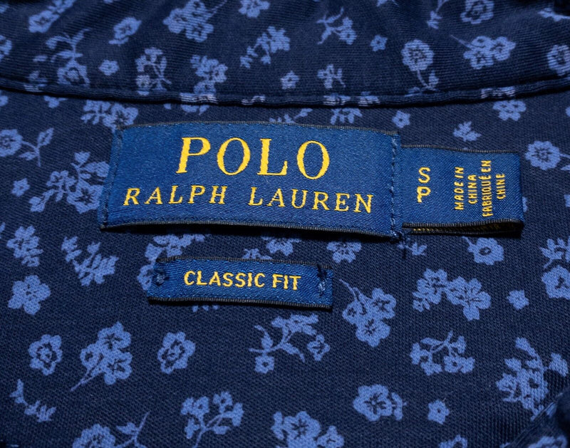 Polo Ralph Lauren Floral Polo Shirt Small Men's Navy Blue Print Short Sleeve