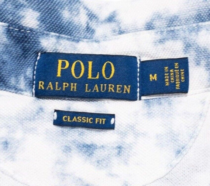 Polo Ralph Lauren Tie Dye Shirt Medium Classic Fit Men's Polo Blue White Pony