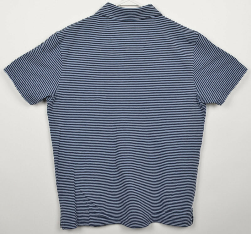 Mack Weldon Men's Medium Blue Striped Pima Cotton Blend Luxury Polo Shirt