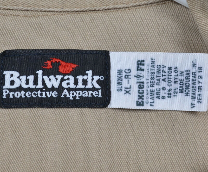 Bulwark Excel FR Men's XL Flame Resistant ARC 8.6 Khaki Button-Front Work Shirt