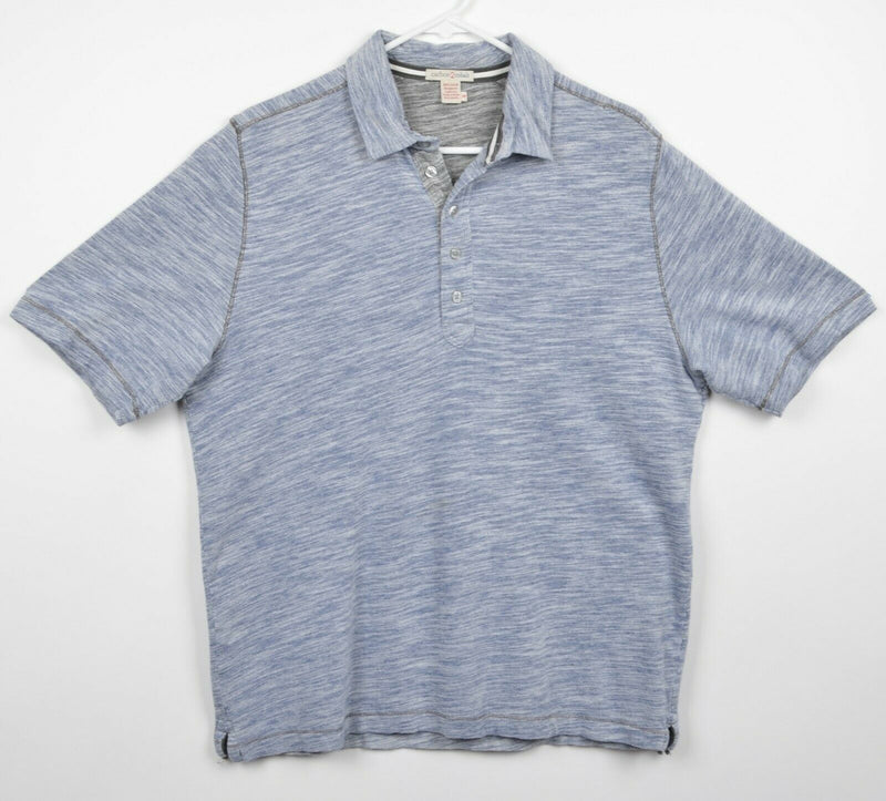 Carbon 2 Cobalt Men's Medium Heather Blue/Gray Exposed Stitch Polo Shirt