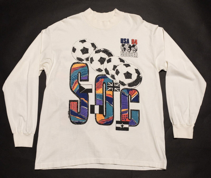 World Cup 94 T-Shirt Men's Fits XL Long Sleeve Double-Sided White Vintage Puffy