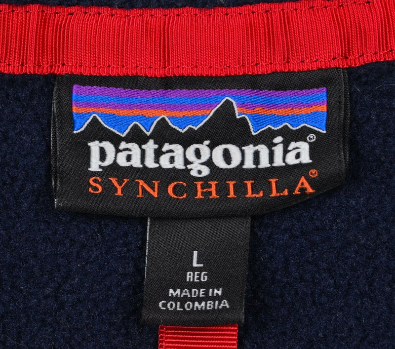 Patagonia Synchilla Men's Large Snap-T Fleece Navy Blue Pullover Jacket 25450