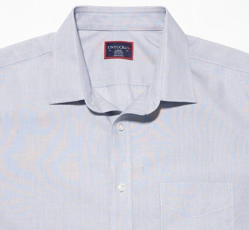 UNTUCKit Large Wrinkle Free Shirt Men's Gray Short Sleeve Button-Front Recolte