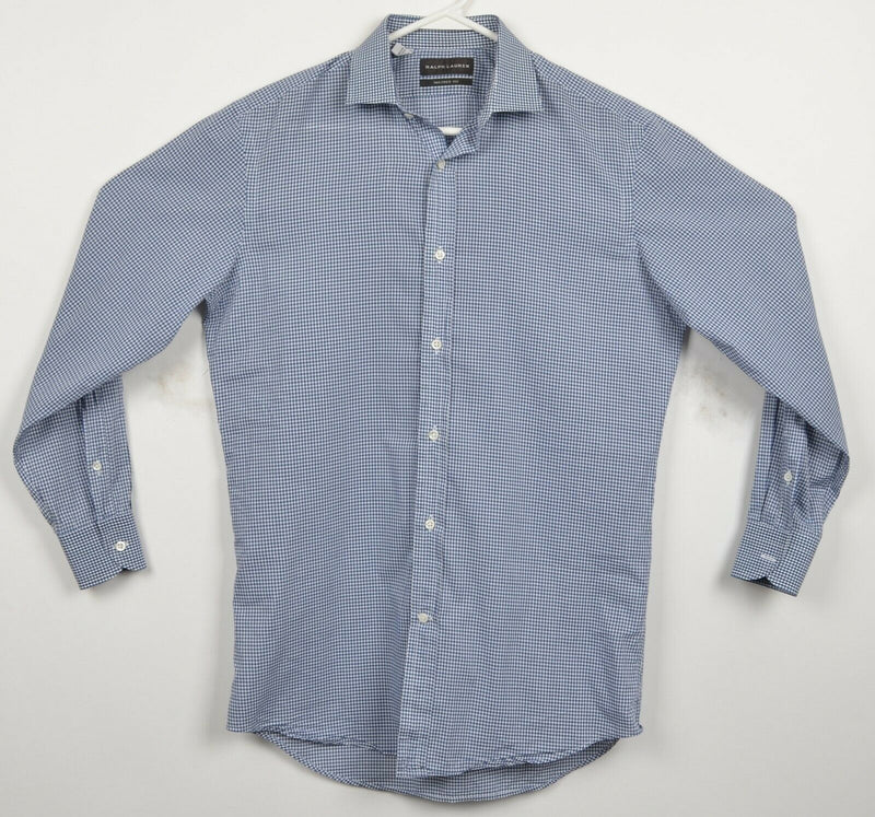 Ralph Lauren Black Label Men's 15.5 (M) Tailored Fit Navy Blue Check Italy Shirt